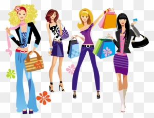 Cartoon Girls, Female Cartoon, Fashion Illustrations, - Fashion Shopping Girl Vector