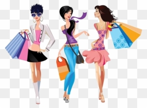We Will See You Next Month - Shopping Girl Cartoon - Free Transparent PNG  Clipart Images Download