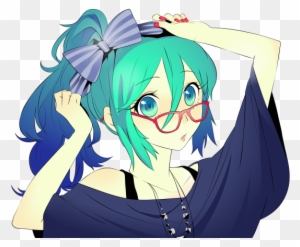 Pisces And Scorpio, Anime People, Miku Chan, Random - Anime Girl Blue Hair Glasses
