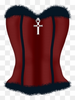 Burgundy & Black Cross Corset - Cross