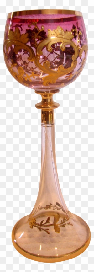Bohemian Moser Art Glass Wine Goblet 8” Clear Crystal - Bohemian Moser Wine Glass