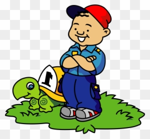 Boy And Turtle Clip Art From The Openclipart - Fire Safety For Kids