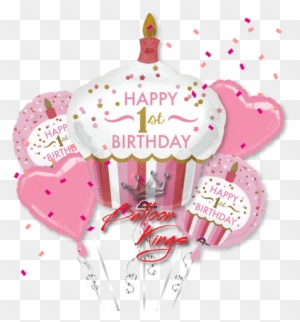 1st Birthday Girl Cupcake Bouquet - Happy 1st Birthday Girl