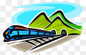 Vector Illustration Of Railroad Rail Transport Speeding - Rail Transport