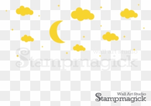 Moon & Clouds Night Wall Decal For Nursery, K215 Stampmagick - Illustration