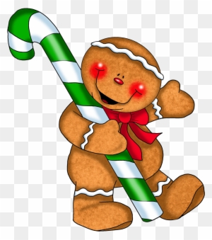 Pin Christmas Candy Cane Border Clip Art - Gingerbread Man Holding A Candy Cane