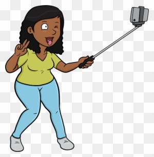 Monica Selfie Stickers - Black Girl Taking A Selfie Clipart