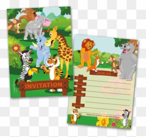 20 Kids Party Invitation Cards Jungle Animals Themed - Children's Party