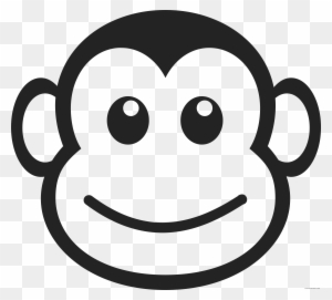 Monkey Face Animal Free Black White Clipart Images - Simple Cartoon Monkey Face