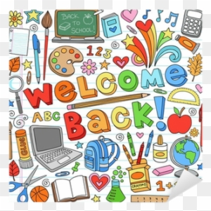 Back To School Supplies Notebook Doodle Vector Design - Welcome Back To School