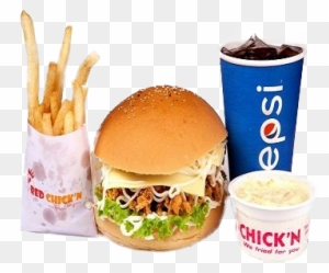 Zinger Burger With Cheese, French Fries 1, Soft Drinks - Burger With Colddrinks Hd Png