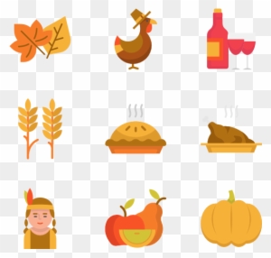 Happy Thanksgiving Day Logotype, Badge And Icon Stock - Flat Icon Thanksgiving