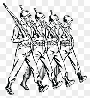 Free Clipart Of A Group Of Marching Army Soldiers - Soldiers Marching Clipart
