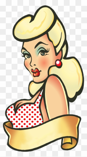 Black Hair Bettie Bang Paige Style Rockabilly Greaser - Rockabilly Pin Up  Tattoo - Free Transparent PNG Clipart Images Download