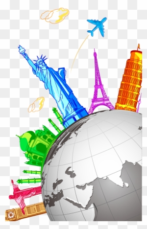 Travel Cartoon Vector - World Landmarks Png