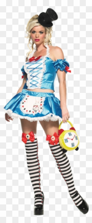 Adult Sexy Fantasy Alice In Wonderland Costume - Leg Avenue Fantasy Alice Costume - Blue/white - M/l