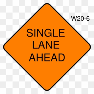 Single Lane Ahead Clip Art At Clker - Shoulder Work Road Sign