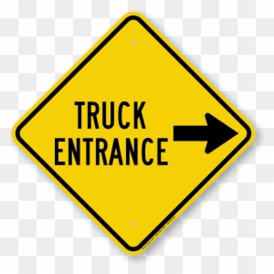Truck Entrance On Right Diamond-shaped Traffic Sign - Soft Shoulder Road Sign