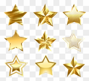 Transparent Golden Stars Set Png Clipart - Golden Star Png