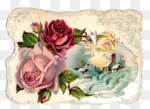 Free Digital Flower Pink Rose Corner Design Graphic - Vintage Flower Graphic Png