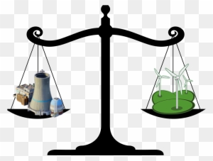 Nuclear Energy Vs Wind Power - Balance Scale Clipart