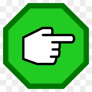 Right-pointing Hand In Green Octagon - Pointing Hand