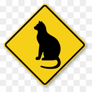 Sitting Cat Symbol Sign - Winding Road Ahead Sign