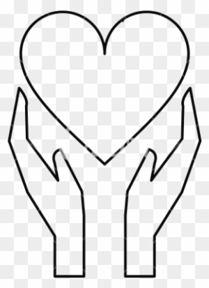 Hands Holds Heart Love Care Outline - Line Art
