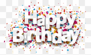 Happy Birthday With Confetti Design - Happy Birthday Png Text