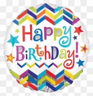 18" Happy Birthday Chevron Star Foil Balloons - Happy Birthday Foil Balloon