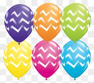 11" Round Tropical Assorted Chevron Stripes - Chevron Stripes Latex Balloons | 6 Count | 11" | Qualatex
