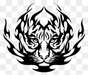 Tiger Eyes Clip Art - Tribal Tiger Face Tattoos