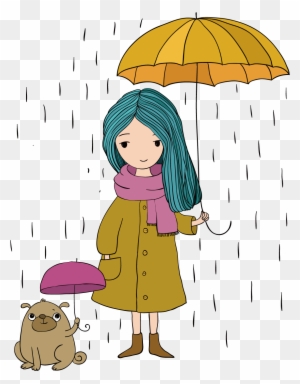 Cartoon Stock Photography Drawing Illustration - Girl Hold An Umbrella