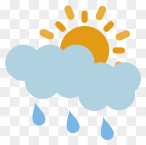 Partly Covered Cartoon Sun - Sun And Rain Icon