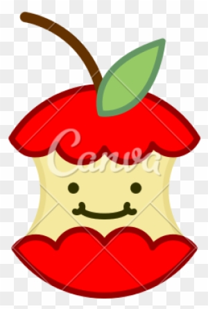 Red Apple Core Cute Cartoon - Apple Core Cartoon