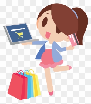 Woman Shopping Cartoon ❤ Cartoon - Women Online Shopping Png - Free  Transparent PNG Clipart Images Download
