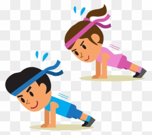 Physical Exercise Cartoon Plank Stretching - Cartoon Doing Push Ups