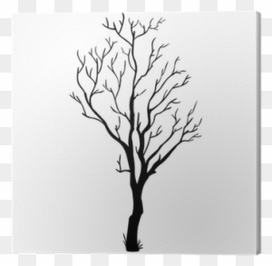 Vector Black Silhouette Of A Bare Tree Canvas Print - Branch Tree Black Silhouette