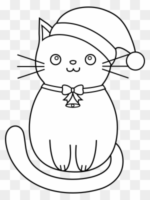 Cat Clipart Line Art - Christmas Kittens Coloring Pages
