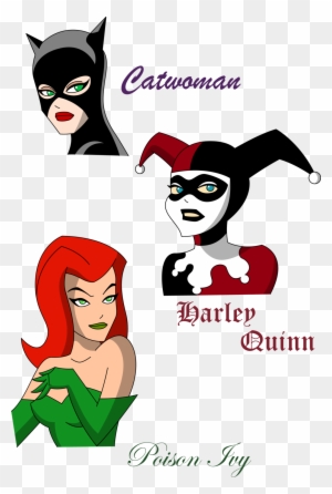 Harley Quinn Clipart Face - Cartoon Poison Ivy And Harley Quinn