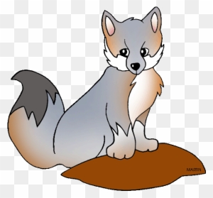 United States Clip Art By Phillip Martin, State Wildlife - Delaware State Animal Grey Fox
