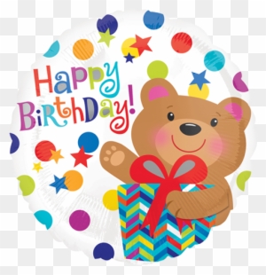 18" Happy Birthday Bear Gift Standard Foil Balloon - Happy Birthday With Bear