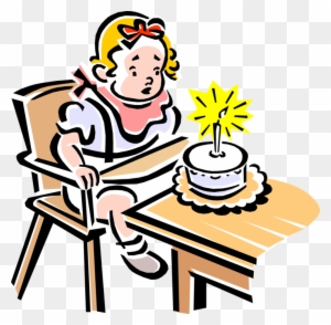 Vector Illustration Of 1950's Vintage Style Child's - Kid Blowing Birthday Number Candle Clipart
