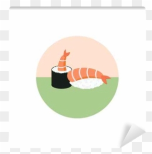 Sushi Rolls With Shrimp Vector Illustration Isolated - Japan Food Icon