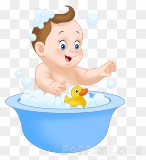 How To Draw A Baby Taking A Bath - Baby Bath Clipart