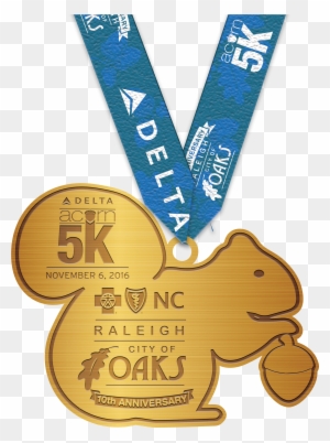 2016 Delta Acorn 5k Finisher Medal - City Of Oaks 5k Medal