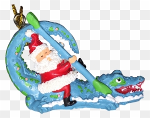 Santa Riding Gator Christmas Ornament