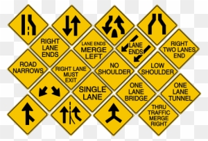 Divided Highway Ends Sign - Yellow Diamond Warning Signs