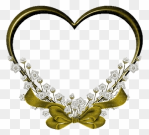 Heart Gold Flower - Love Heart Frame Png