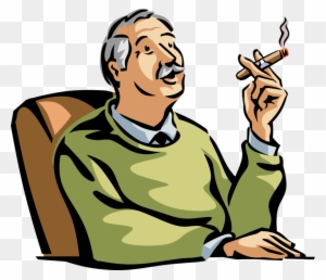 Vector Illustration Of Retired Elderly Senior Citizen - Smoking Clip Art
